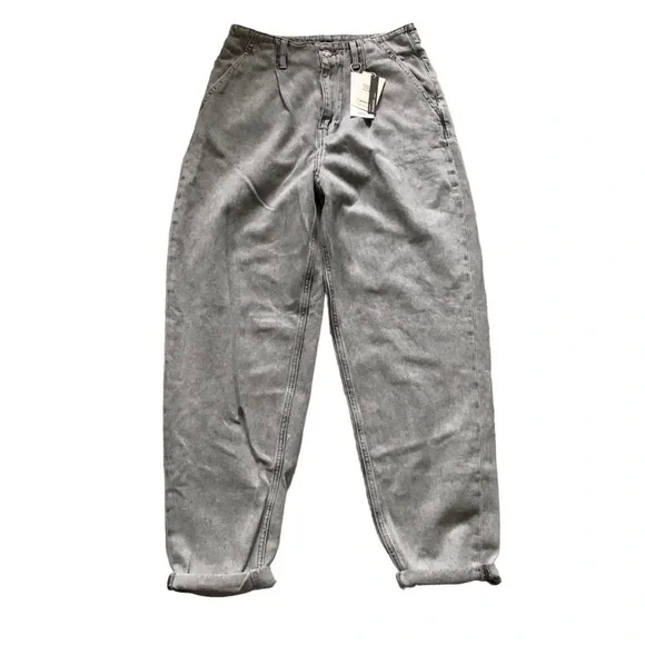 Mango Corina denim slouchy jeans in light grey cotton Size 6 NWT - Picture 2 of 10